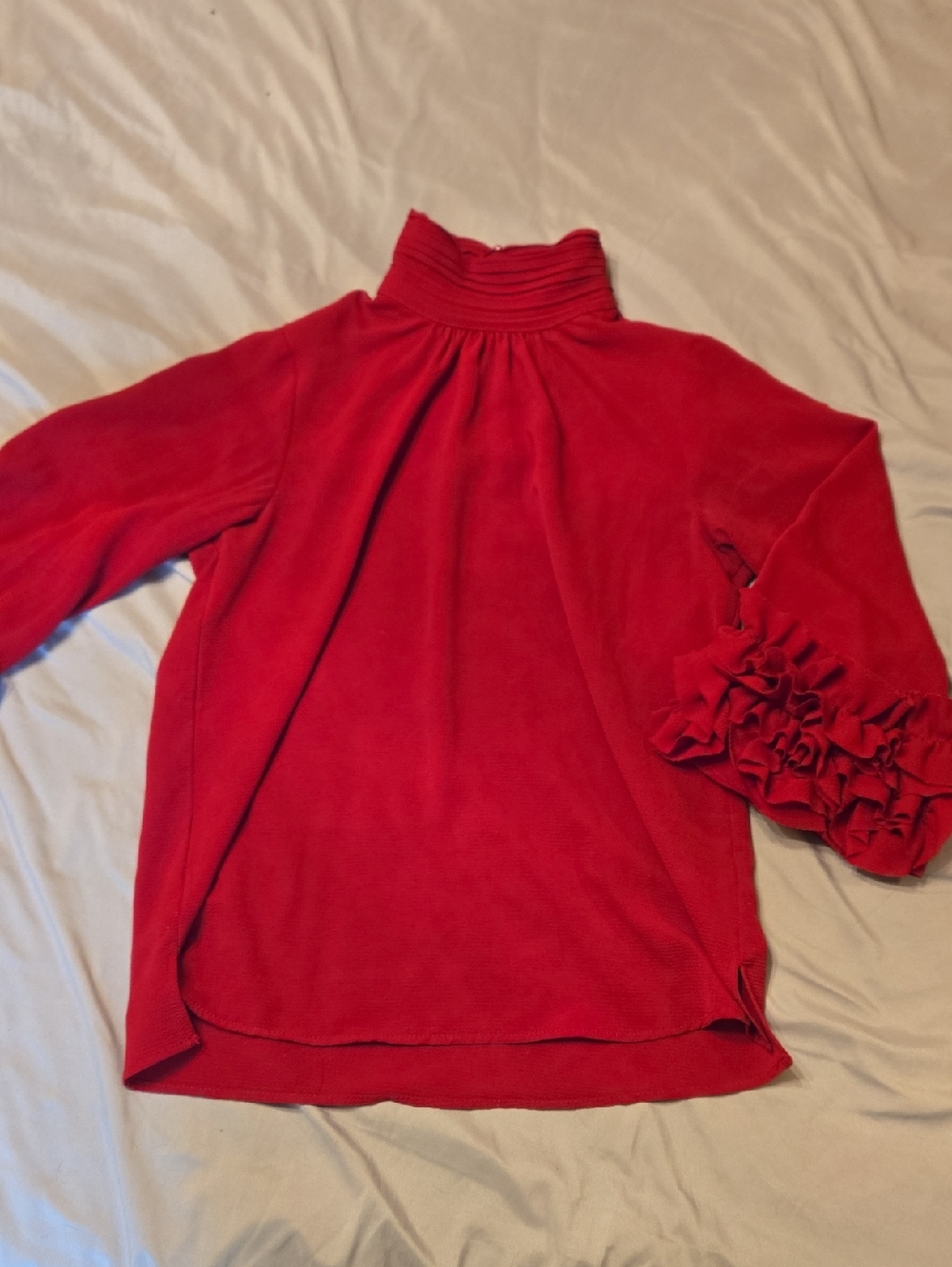Vince Camuto Red Blouse with Mock Neck